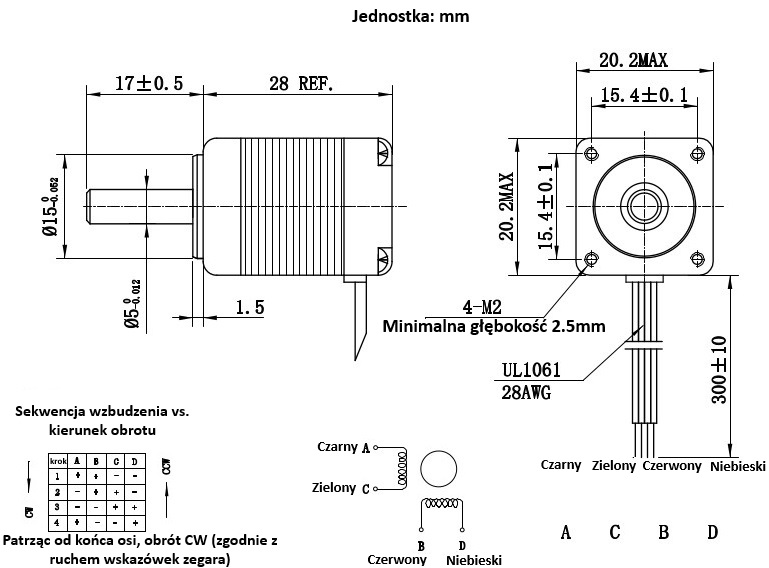 Silnik krokowy 20BYGH1503 - 0,015Nm Silnik krokowy 20BYGH1503 - 0,015Nm