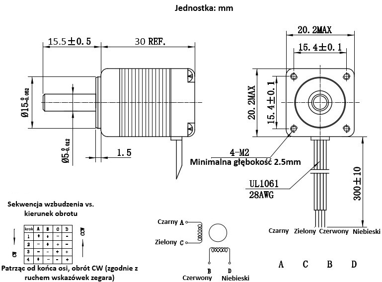 Silnik krokowy 20BYGH1803 - 0,02Nm Silnik krokowy 20BYGH1803 - 0,02Nm