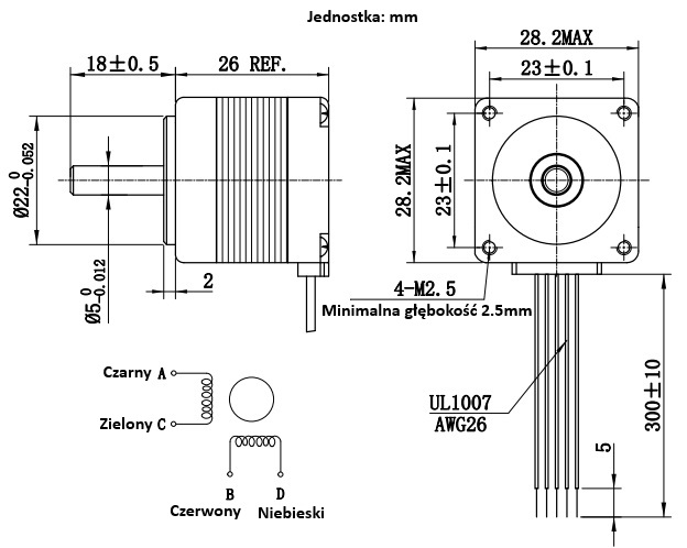 Silnik krokowy 28BYGH1203 - 0,05Nm Silnik krokowy 28BYGH1203 - 0,05Nm