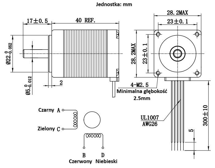 Silnik krokowy 28BYGH2603 - 0,11Nm Silnik krokowy 28BYGH2603 - 0,11Nm
