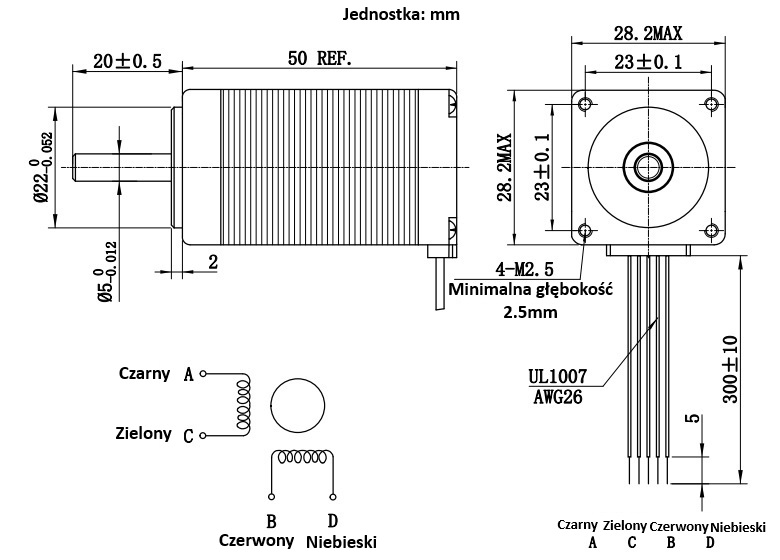 Silnik krokowy 28BYGH3703 - 0,14Nm Silnik krokowy 28BYGH3703 - 0,14Nm
