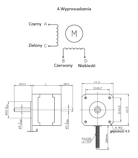 Silnik krokowy SM 42/38-1684A 0.36Nm Silnik krokowy SM 42/38-1684A 0.36Nm