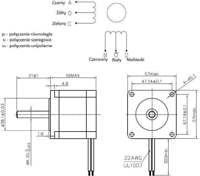 Silnik krokowy SM 57/56-1006A - 0.9Nm Silnik krokowy SM 57/56-1006A - 0.9Nm