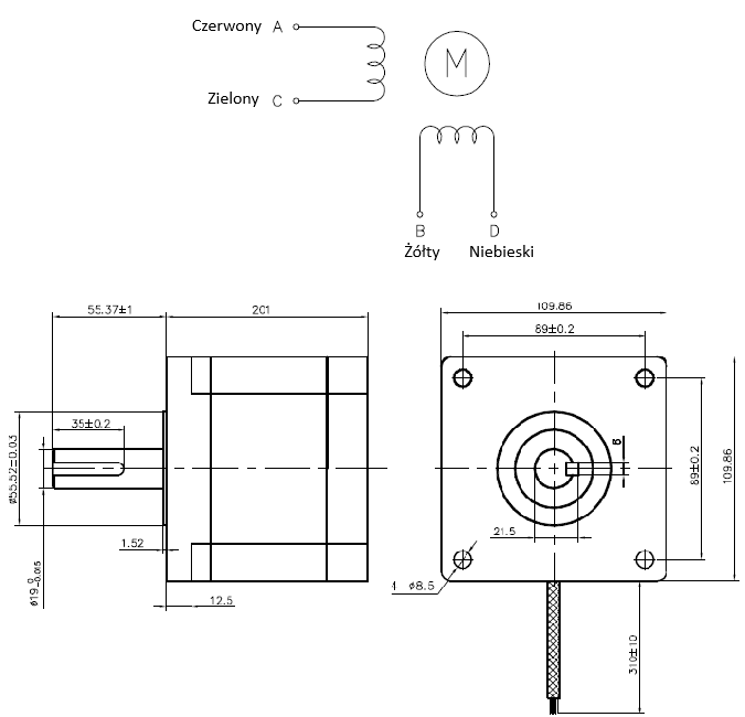 Silnik krokowy SM 110/201-8004A - 28Nm Silnik krokowy SM 110/201-8004A - 28Nm