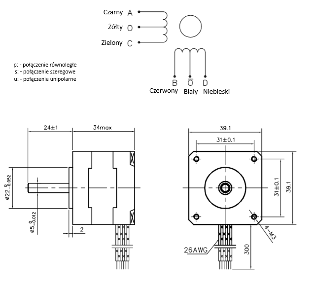 Silnik krokowy SM 39/34-0306A Silnik krokowy SM 39/34-0306A