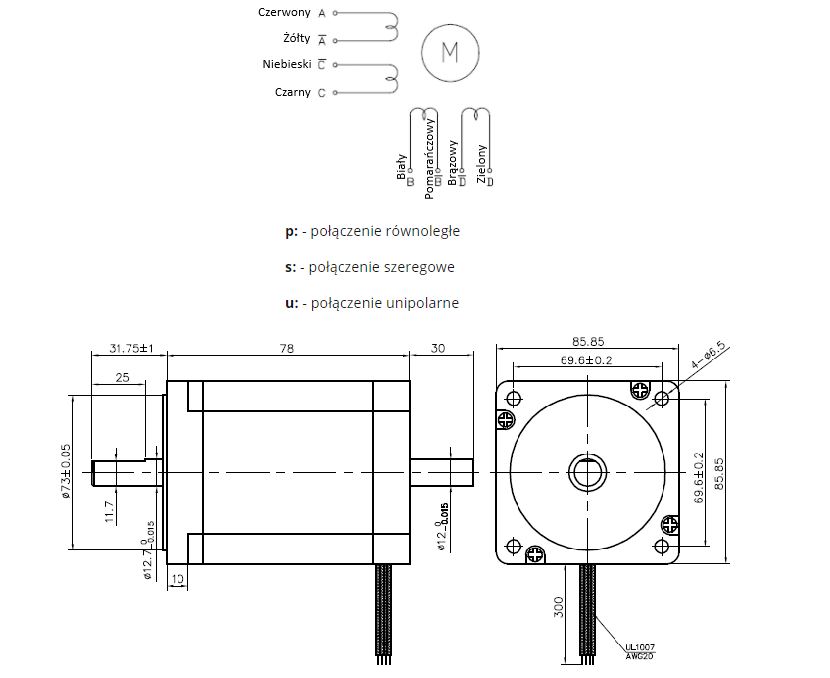 Silnik krokowy SM 86/80-7808B - 4.5Nm Silnik krokowy SM 86/80-7808B - 4.5Nm