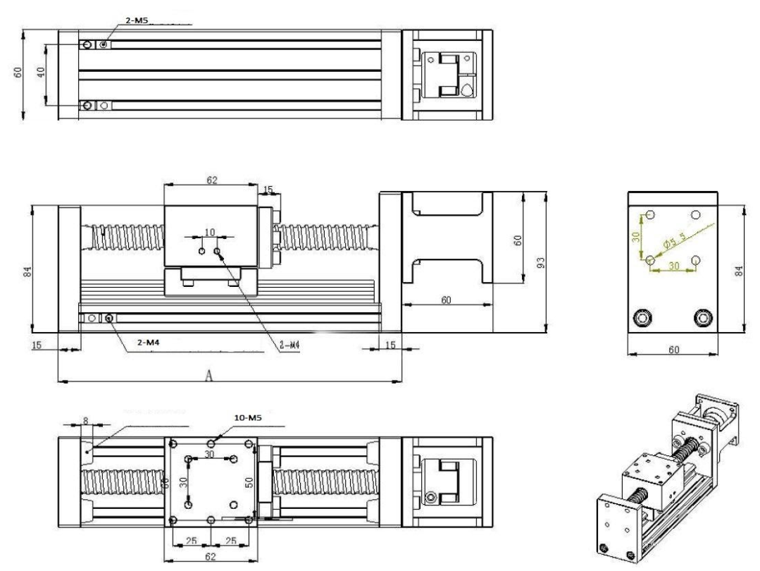Stół liniowy YR-HGWS60K SFU1605 skok 400 mm Stół liniowy YR-HGWS60K SFU1605 skok 400 mm