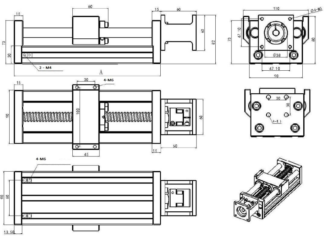 Stół liniowy YR-GZS90K SFU1616 skok 500 mm Stół liniowy YR-GZS90K SFU1616 skok 500 mm