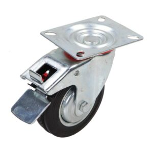 Kółko obrotowe fi 100mm gumowe z hamulcem z płytą montażową, nośność 70 kg 4003 - 100x30
