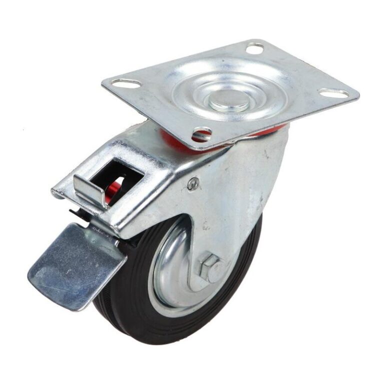 Kółko obrotowe fi 100mm gumowe z hamulcem z płytą montażową, nośność 70 kg 4003 - 100x30