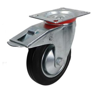 Kółko obrotowe fi 160mm gumowe z hamulcem z płytą montażową, nośność 145 kg 4003 - 160x40