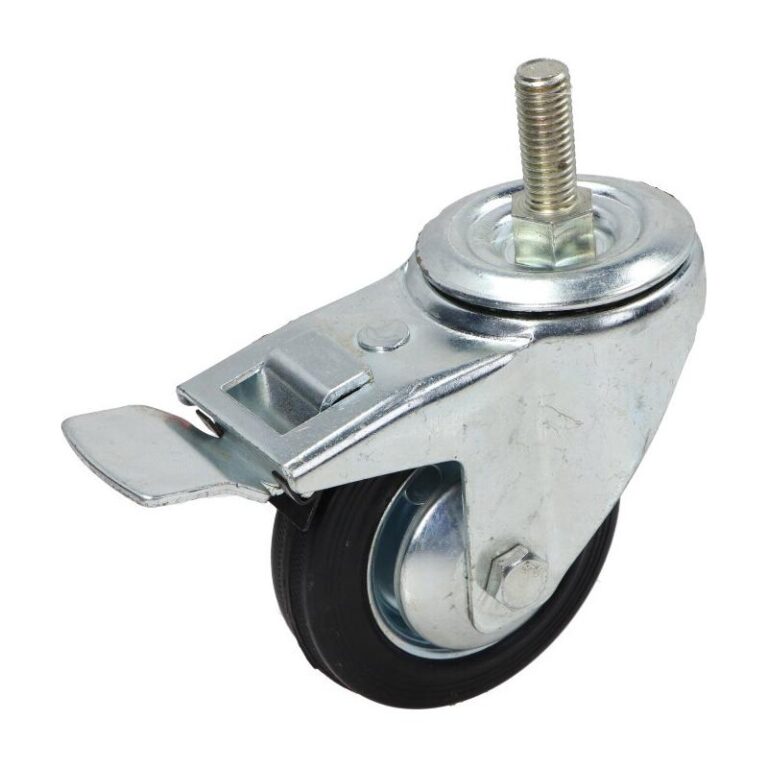 Kółko obrotowe fi 85mm gumowe z hamulcem z gwintowanym trzpieniem, nośność 60 kg N184085DB
