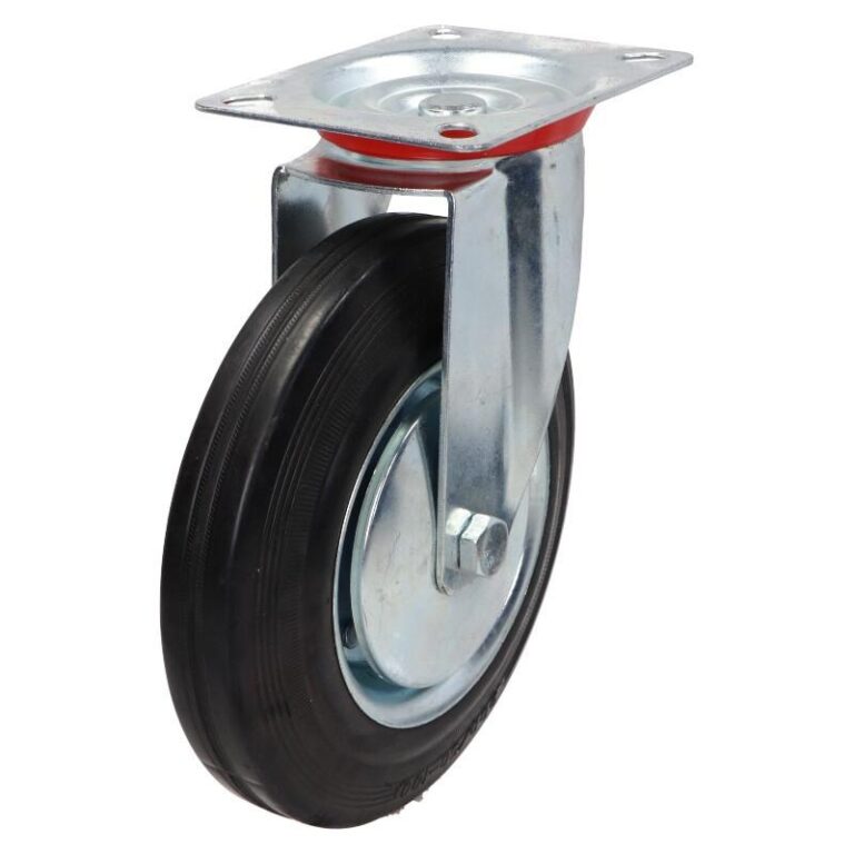 Kółko obrotowe fi 200mm gumowe z płytą montażową, nośność 185 kg 4001 - 200x50