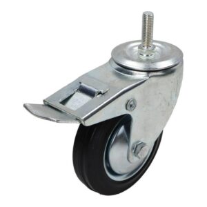 Kółko obrotowe fi 100mm gumowe z hamulcem z gwintowanym trzpieniem, nośność 70 kg N184100DB