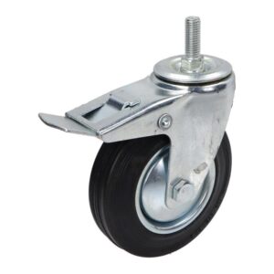 Kółko obrotowe fi 125mm gumowe z hamulcem z gwintowanym trzpieniem, nośność 100 kg N184125D Kółko obrotowe fi 125mm gumowe z hamulcem z gwintowanym trzpieniem, nośność 100 kg N184125D