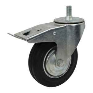 Kółko obrotowe fi 160mm gumowe z hamulcem z gwintowanym trzpieniem, nośność 150 kg N184160DB