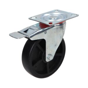 Kółko obrotowe fi 125mm plastikowe z hamulcem z płytą montażową, nośność 130 kg 4083 - 125x37 Kółko obrotowe fi 125mm plastikowe z hamulcem z płytą montażową, nośność 130 kg 4083 - 125x37