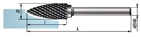 Pilnik obrotowy łukowy ostry SPG 6x18 chwyt 6mm,, do metalu Pilnik obrotowy łukowy ostry SPG 6x18 chwyt 6mm,, do metalu