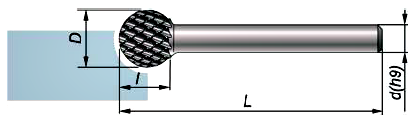 Pilnik obrotowy kulisty KUD 6x5,4 chwyt 6mm, do metalu Pilnik obrotowy kulisty KUD 6x5,4 chwyt 6mm, do metalu