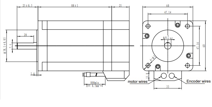 Silnik serwokrokowy 3Nm 60HSE3N-D25 5A 24-50V Silnik serwokrokowy 3Nm 60HSE3N-D25 5A 24-50V