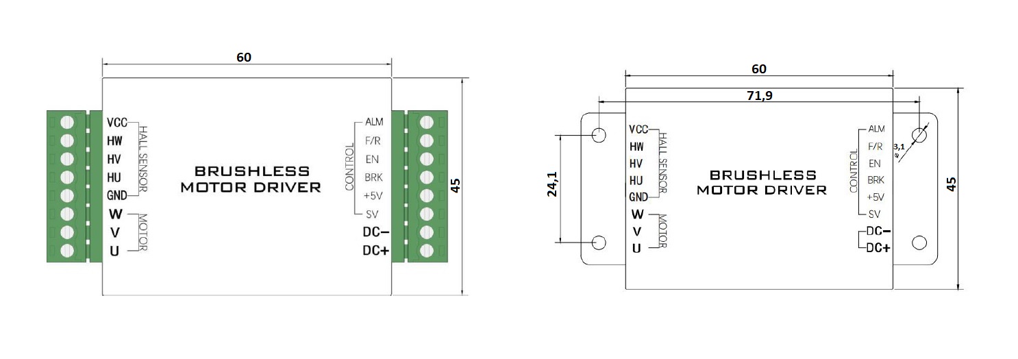 Sterownik silnika bezszczotkowego BLDC BLD-70 3A 12-24 VDC V2 Sterownik silnika bezszczotkowego BLDC BLD-70 3A 12-24 VDC V2