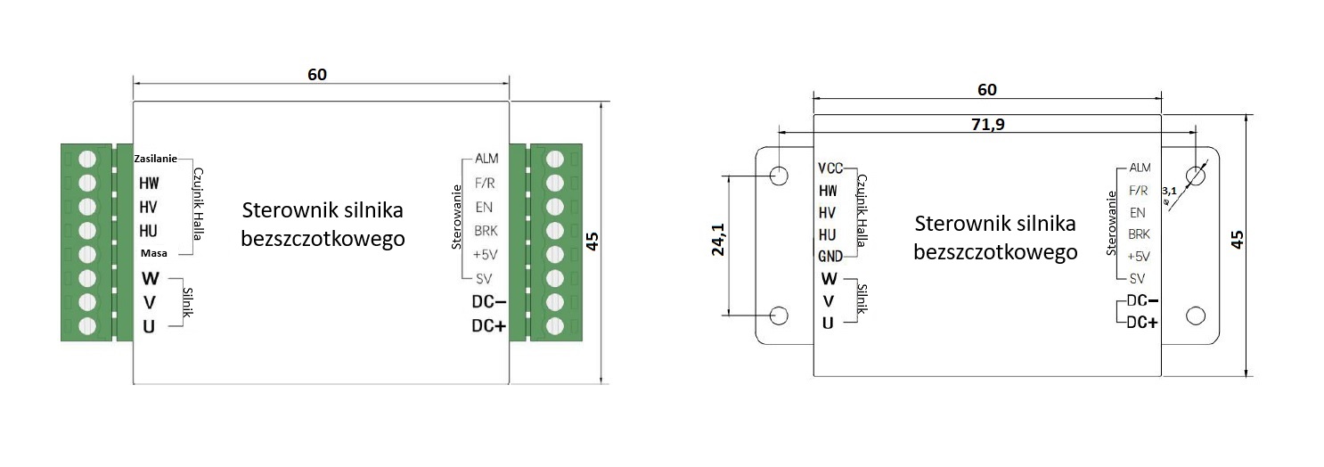 Sterownik silnika bezszczotkowego BLDC BLD-70 3A 12-24 VDC V2 Sterownik silnika bezszczotkowego BLDC BLD-70 3A 12-24 VDC V2