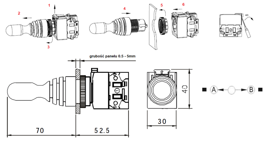 Przełącznik joystick LAS0-K-20C21 Przełącznik joystick LAS0-K-20C21
