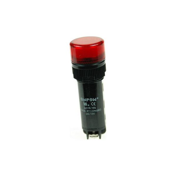 Kontrolka migająca z buzerem AD16-16SM/12V, czerwony Onpow