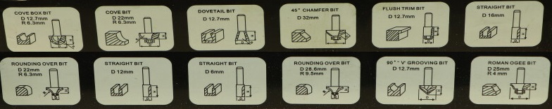 Zestaw 12 sztuk frezów do drewna 1/4'' Zestaw 12 sztuk frezów do drewna 1/4''