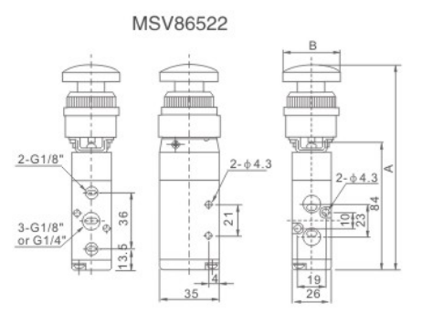 Zawór pneumatyczny sterowany krzywkowy MSV86522-TB 1/4 cala Zawór pneumatyczny sterowany krzywkowy MSV86522-TB 1/4 cala