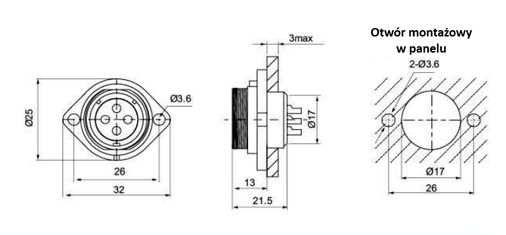 Złącze elektryczne TS17FS04 5A/500V Złącze elektryczne TS17FS04 5A/500V