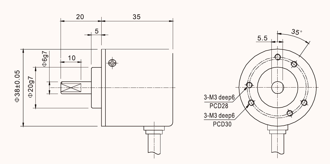 Enkoder inkrementalny obrotowy ISC3806-001G-360BZ1-5-30F 360imp/obr 5-30VDC Push Pull Yumo Enkoder inkrementalny obrotowy ISC3806-001G-360BZ1-5-30F 360imp/obr 5-30VDC Push Pull Yumo