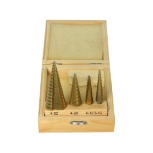 Zestaw 4 sztuk wierteł stożkowych TiN fi 3-32mm