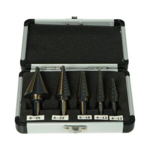 Zestaw 5 sztuk wierteł stożkowych TiN fi 4-35mm