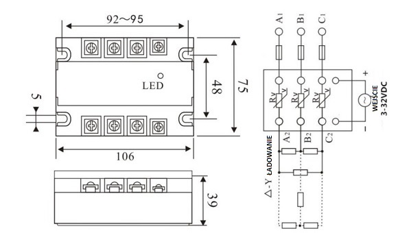 Przekaźnik SSR-40DA, 5-32VDC 40A Przekaźnik SSR-40DA, 5-32VDC 40A