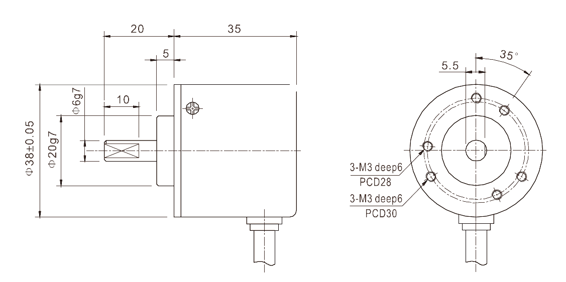 Enkoder inkrementalny obrotowy ISC3806-001G-100BZ1-5-30F 100imp/obr 5-30VDC Push-Pull Yumo Enkoder inkrementalny obrotowy ISC3806-001G-100BZ1-5-30F 100imp/obr 5-30VDC Push-Pull Yumo