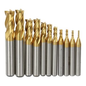 Zestaw frezów walcowo-czołowych VHM 1.5-10.0mm AlTiN - 11 elementów Zestaw frezów walcowo-czołowych VHM 1.5-10.0mm AlTiN - 11 elementów