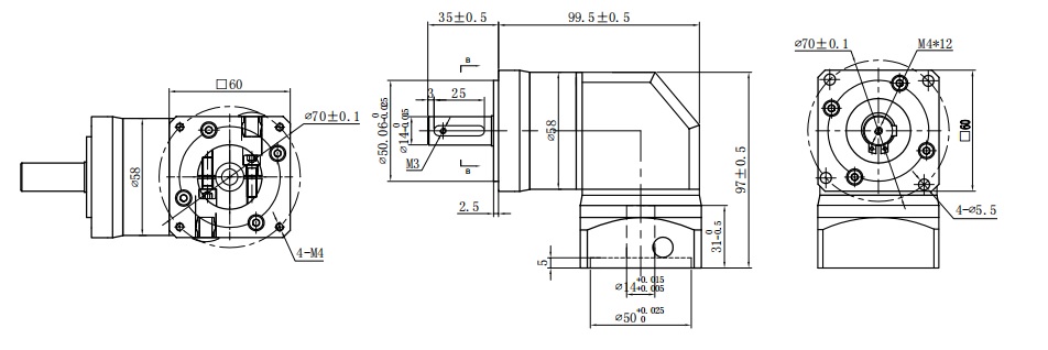 Przekładnia planetarna kątowa HPZS60-10MA SERVO 60x60 1:10 wał silnika 14mm Przekładnia planetarna kątowa HPZS60-10MA SERVO 60x60 1:10 wał silnika 14mm