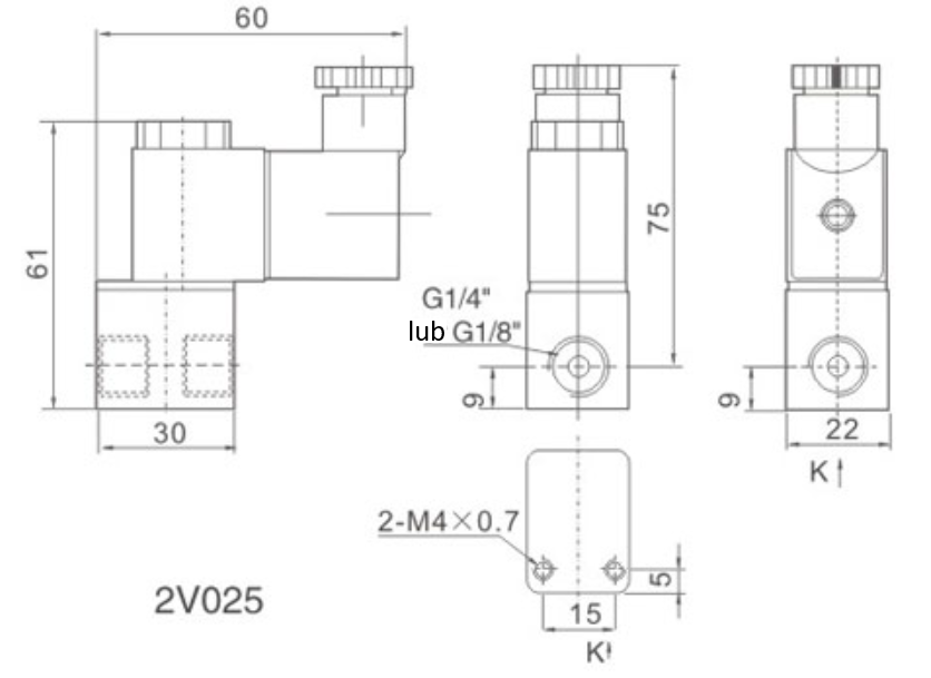 Elektrozawór odcinający 1/4" NC 24V DC 2V025-08 Elektrozawór odcinający 1/4" NC 24V DC 2V025-08