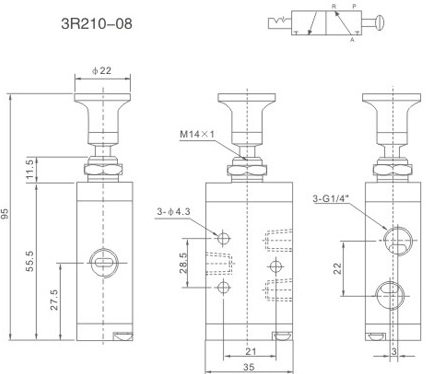 Zawór pneumatyczny grzybkowy 3R210-08 Zawór pneumatyczny grzybkowy 3R210-08