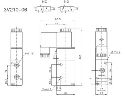 Elektrozawór pneumatyczny 3V210-06NC-DC24V 3/2 monostabilny 1/8" Elektrozawór pneumatyczny 3V210-06NC-DC24V 3/2 monostabilny 1/8"