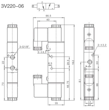 Elektrozawór pneumatyczny 3V220-06 DC24V 3/2 bistabilny 1/8" Elektrozawór pneumatyczny 3V220-06 DC24V 3/2 bistabilny 1/8"