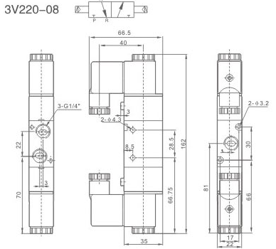 Elektrozawór pneumatyczny 3V220-08 DC24V 3/2 bistabilny 1/4" Elektrozawór pneumatyczny 3V220-08 DC24V 3/2 bistabilny 1/4"