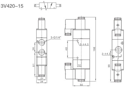 Elektrozawór pneumatyczny 3V420-15 DC24V 3/2 bistabilny 1/2'' Elektrozawór pneumatyczny 3V420-15 DC24V 3/2 bistabilny 1/2''