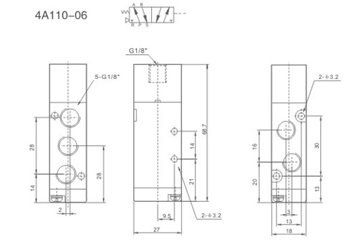 Zawór pneumatyczny 4A110-06 5/2 monostabilny 1/8" Zawór pneumatyczny 4A110-06 5/2 monostabilny 1/8"