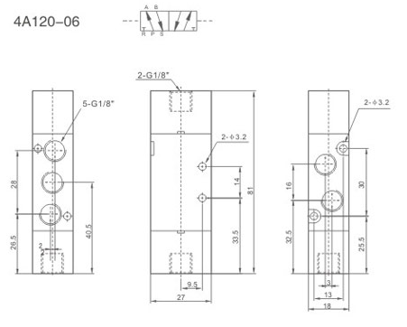 Zawór pneumatyczny 4A120-06 5/2 monostabilny 1/8" Zawór pneumatyczny 4A120-06 5/2 monostabilny 1/8"