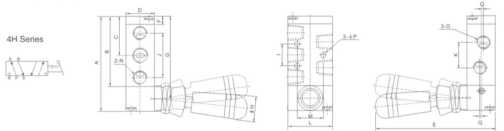 Zawór pneumatyczny z dźwignią 4H330-10L 5/3 3/8" Zawór pneumatyczny z dźwignią 4H330-10L 5/3 3/8"
