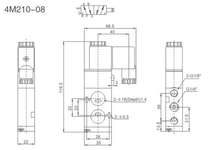 Elektrozawór pneumatyczny 5/2 monostabilny 1/4 cala 4M210-08-DC24V Elektrozawór pneumatyczny 5/2 monostabilny 1/4 cala 4M210-08-DC24V