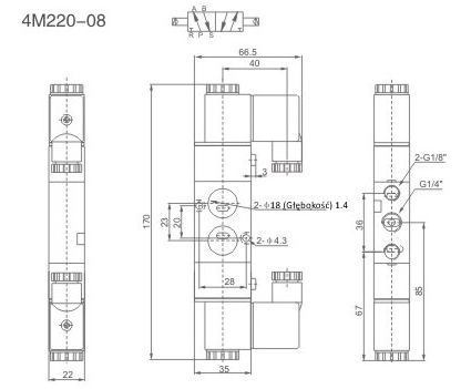 Elektrozawór pneumatyczny 5/2 monostabilny 1/4 cala 4M220-08-DC24V Elektrozawór pneumatyczny 5/2 monostabilny 1/4 cala 4M220-08-DC24V