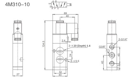 Elektrozawór pneumatyczny 5/2 monostabilny 3/8 cala 4M310-10-DC24V Elektrozawór pneumatyczny 5/2 monostabilny 3/8 cala 4M310-10-DC24V